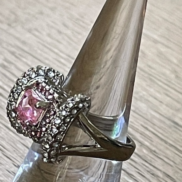 PINK & WHITE Sapphire STERLING SILVER RING 7 - Picture 7 of 10